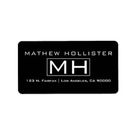 モダン白黒プロフェッショナルモノグラムの ラベル