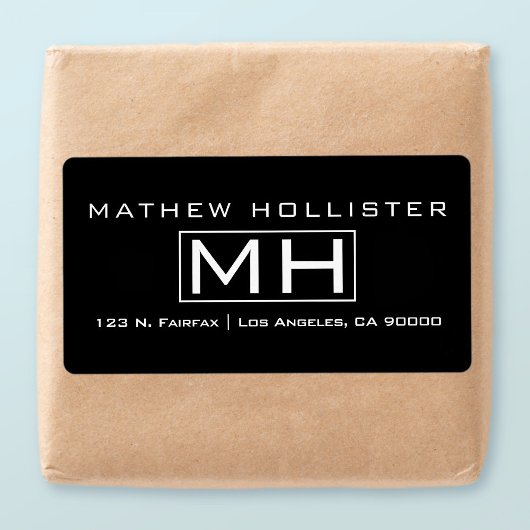 モダン白黒プロフェッショナルモノグラムの ラベル