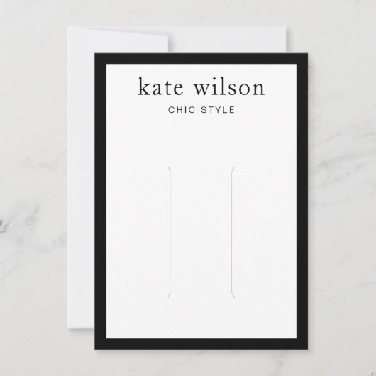 モダン白黒ヘアクリップ表示 招待状 (正面)