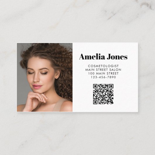 モダン白黒ヘアサロン写真 名刺 (裏面)