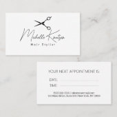 モダン白黒ヘアスタイリストアポイントメントカード 名刺 (正面/裏面)