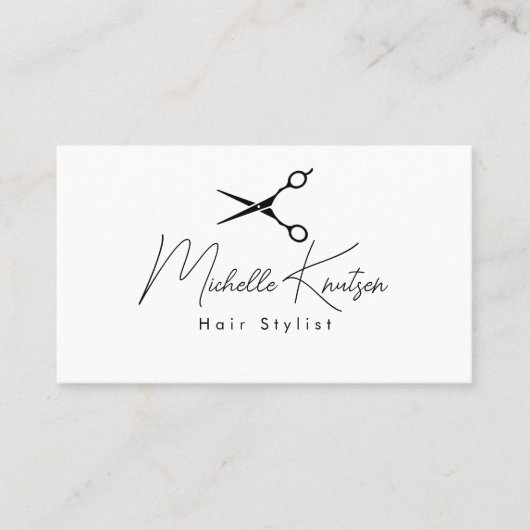 モダン白黒ヘアスタイリストアポイントメントカード 名刺 (正面)