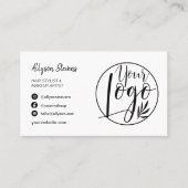 モダン白黒ヘアメイクフォトロゴqrコード 名刺 (正面)