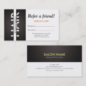 モダン白黒ヘアメイクRefer a Friend Card 紹介カード (正面/裏面)