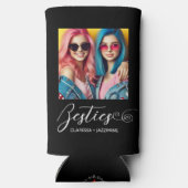 モダン白黒ベスティー写パーソナライズされた真 スリム缶クーラー (裏面)