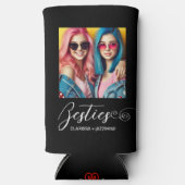 モダン白黒ベスティー写パーソナライズされた真 スリム缶クーラー (正面)