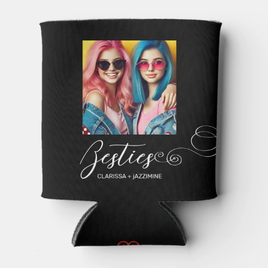 モダン白黒ベスティー写パーソナライズされた真 缶クーラー (正面)