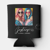 モダン白黒ベスティー写パーソナライズされた真 缶クーラー (裏面)