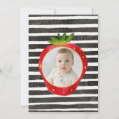 モダン白黒ベリーファースト1歳の誕生日フォト 招待状 (正面)