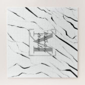 モダン白黒マーブルファミリ ジグソーパズル (横)