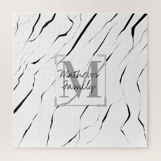 モダン白黒マーブルファミリ ジグソーパズル (縦)