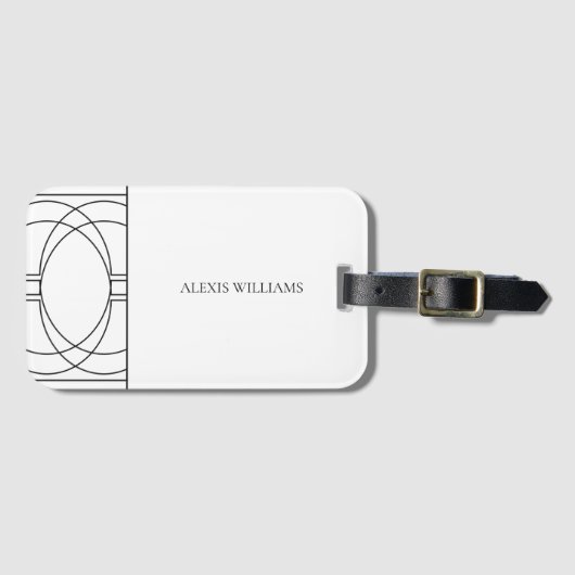 モダン白黒ミニマリスト ラゲッジタグ (正面横)