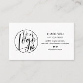 モダン白黒ミニマルのロ感謝していゴ順序 名刺 (正面)