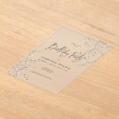 モダン白黒ミニマルグラムダイヤモンド誕生日 アクリル招待状 (レイダウン)