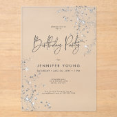 モダン白黒ミニマルグラムダイヤモンド誕生日 アクリル招待状 (正面)