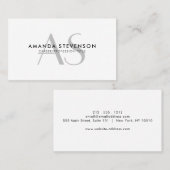 モダン白黒ミニマルモノグラムの 名刺 (正面/裏面)