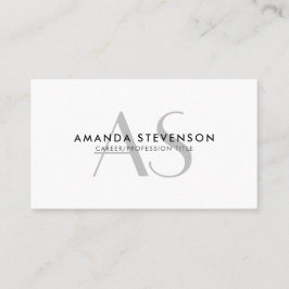 モダン白黒ミニマルモノグラムの 名刺