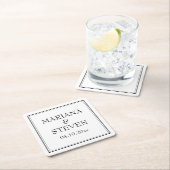 モダン白黒ミニマル スクエアペーパーコースター (インサイチュ)