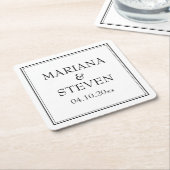 モダン白黒ミニマル スクエアペーパーコースター (アングル)