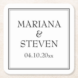 モダン白黒ミニマル スクエアペーパーコースター