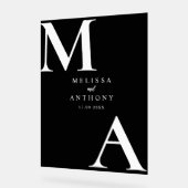 モダン白黒ミニマ結婚リスト アクリルサイン (傾斜)