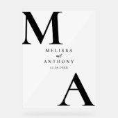 モダン白黒ミニマ結婚リスト アクリルサイン (正面)