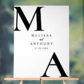 モダン白黒ミニマ結婚リスト アクリルサイン (ニュートラル)