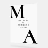 モダン白黒ミニマ結婚リスト アクリルサイン (傾斜)