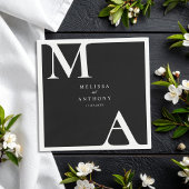 モダン白黒ミニマ結婚リスト スタンダードカクテルナプキン