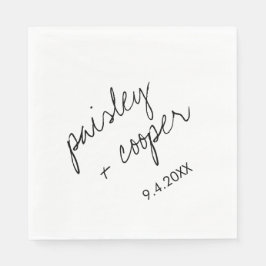 モダン白黒ミニマ結婚リスト スタンダードランチョンナプキン