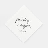 モダン白黒ミニマ結婚リスト スタンダードランチョンナプキン (角)