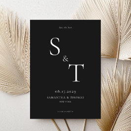 モダン白黒ミニマ結婚リスト セーブザデート