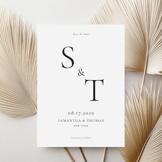 モダン白黒ミニマ結婚リスト セーブザデート