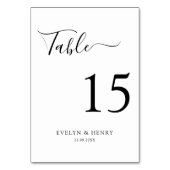 モダン白黒ミニマ結婚リスト テーブルナンバー (裏面)