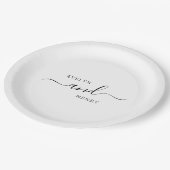 モダン白黒ミニマ結婚リスト ペーパープレート (アングル)