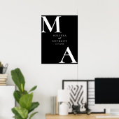 モダン白黒ミニマ結婚リスト ポスター (ホームオフィス)