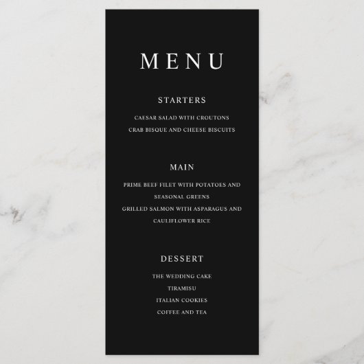 モダン白黒ミニマ結婚リスト メニュー (正面)