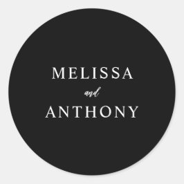 モダン白黒ミニマ結婚リスト ラウンドシール