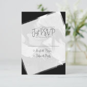 モダン白黒ミニマ結婚リスト 出欠カード (スタンド正面)