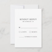 モダン白黒ミニマ結婚リスト 出欠カード (正面)