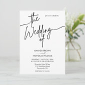 モダン白黒ミニマ結婚リスト 招待状 (スタンド正面)