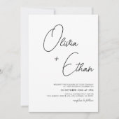 モダン白黒ミニマ結婚リスト 招待状 (正面)