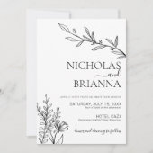 モダン白黒ミニマ結婚リスト 招待状 (正面)