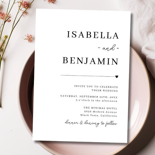 モダン白黒ミニマ結婚リスト 招待状