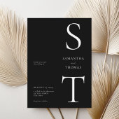 モダン白黒ミニマ結婚リスト 招待状