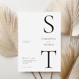 モダン白黒ミニマ結婚リスト 招待状