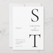 モダン白黒ミニマ結婚リスト 招待状 (正面)