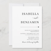 モダン白黒ミニマ結婚リスト 招待状 (正面)