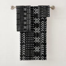 モダン白黒ムッドクロスのアフリカパターン