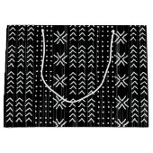 モダン白黒ムッドクロスのアフリカパターン ラージペーパーバッグ (正面)